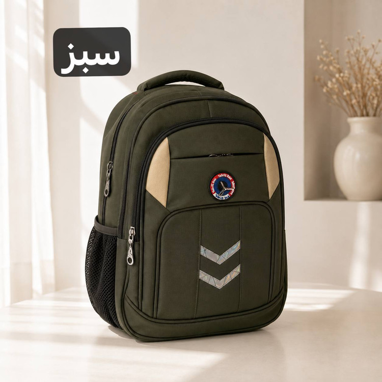 کوله پشتی مدرسه و دانشگاه مدل 9413 | برزنتی، جادار و 7 جیب